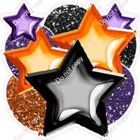 Orange, Purple, Black Balloon Star Bundle