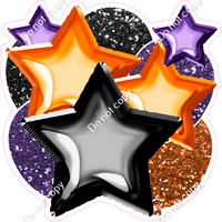 Orange, Purple, Black Balloon Star Bundle