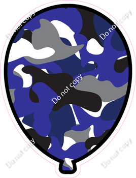 Blue Camo Balloon - Outlined