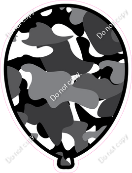 Grey Camo Balloon - Outlined