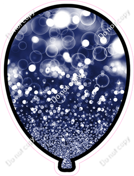 Bokeh - Navy Blue Balloon - Outlined