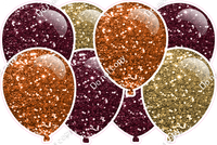 Fall - Sparkle Orange, Burgundy, Gold - Horizontal Balloon Panel