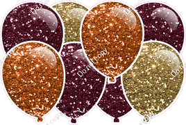 Fall - Sparkle Orange, Burgundy, Gold - Horizontal Balloon Panel