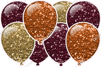 Fall - Sparkle Orange, Burgundy, Gold - Horizontal Balloon Panel