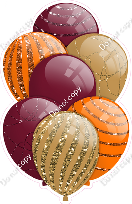Fall - Orange, Burgundy, Gold Balloons - Sparkle Accents