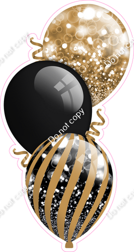 Bokeh - Black & Gold Triple Balloon Bundle