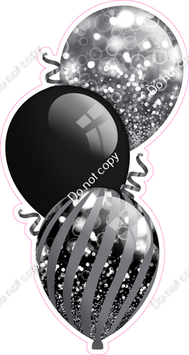 Bokeh - Black & Silver Triple Balloon Bundle
