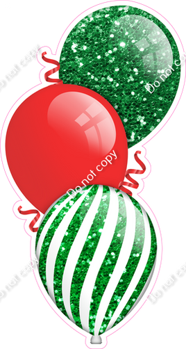 Mini - Sparkle - Green & Red Christmas Triple Balloon Bundle