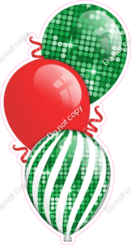 Disco - Green & Red Christmas Triple Balloon Bundle