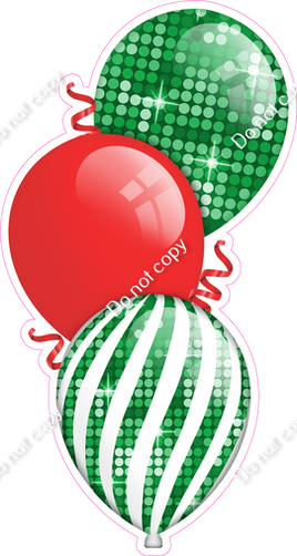 Mini - Disco - Green & Red Christmas Triple Balloon Bundle