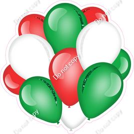 Flat - Red, Green, White - Balloon Cluster