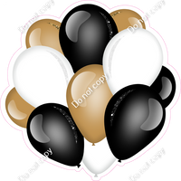 Flat - Gold, Black, White - Balloon Cluster