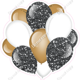 Sparkle - Silver, Gold, White - Balloon Cluster