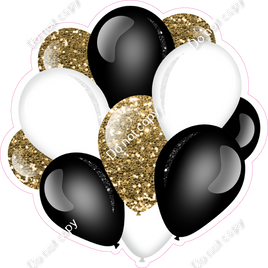 Sparkle - Gold, Black, White - Balloon Cluster