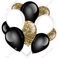 Sparkle - Gold, Black, White - Balloon Cluster