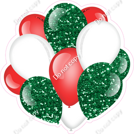 Sparkle - Green, Red, White - Balloon Cluster