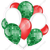 Disco - Green, Red, White - Balloon Cluster