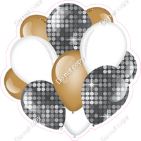 Disco - Silver, Gold, White - Balloon Cluster