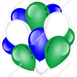 Flat - Blue, Green, White - Balloon Cluster