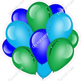 Flat - Blue, Green, Caribbean - Balloon Cluster