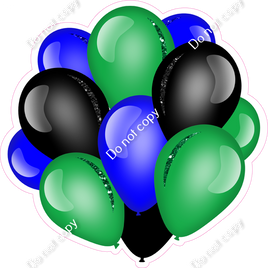 Flat - Blue, Green, Black - Balloon Cluster