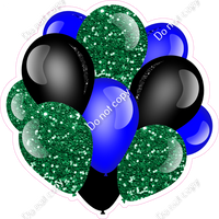 Sparkle - Green, Blue, Black - Balloon Cluster