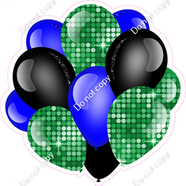 Disco - Green, Blue, Black - Balloon Cluster