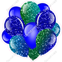 Sparkle - Green Blue Ombre, Blue, Green - Balloon Cluster