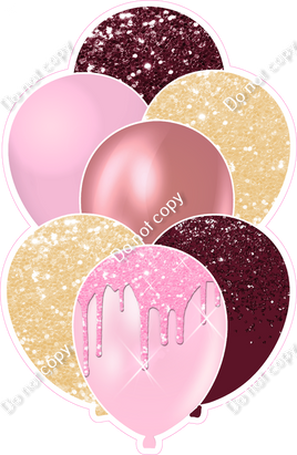 Baby Pink, Rose Gold, Burgundy, Champagne XL Balloon Bundle