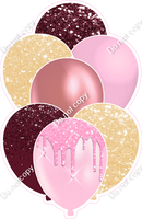 Baby Pink, Rose Gold, Burgundy, Champagne XL Balloon Bundle