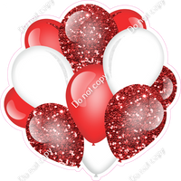 Sparkle - Red & White - Balloon Cluster