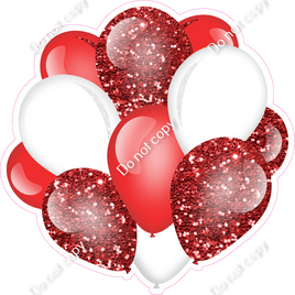 Sparkle - Red & White - Balloon Cluster