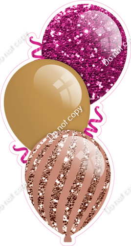 Sparkle - Hot Pink, Gold, Rose Gold Triple Balloon Bundle