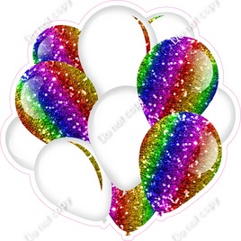 Sparkle - Rainbow & White - Balloon Cluster