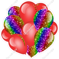 Sparkle - Rainbow & Red - Balloon Cluster