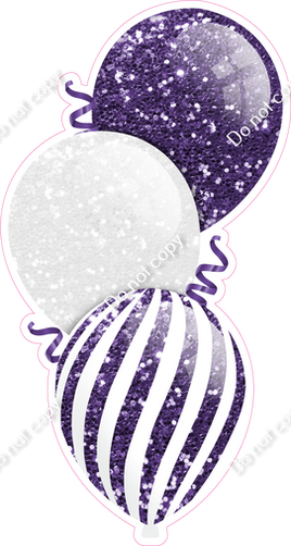 Sparkle - White & Purple Triple Balloon Bundle