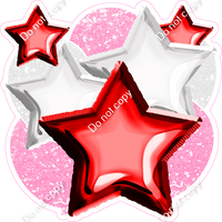 Red, White, Baby Pink Balloon & Star Bundle