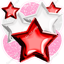 Red, White, Baby Pink Balloon & Star Bundle