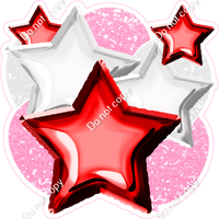 Red, White, Baby Pink Balloon & Star Bundle
