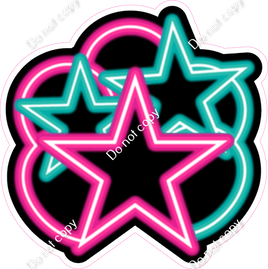 NEON - Hot Pink & Teal Balloon & Star Bundle
