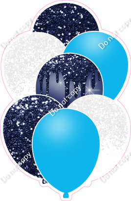 Caribbean, White, Navy Blue Balloon Bundle