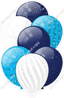 Navy Blue, White, & Caribbean Balloons - Sparkle Accents