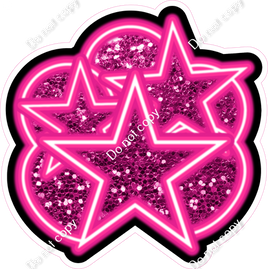 NEON - Hot Pink Balloon & Star Bundle - Sparkle