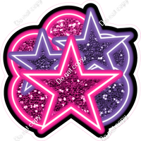 NEON - Hot Pink & Purple Balloon & Star Bundle - Sparkle