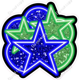 NEON - Blue & Green Balloon & Star Bundle - Sparkle