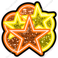 NEON - Orange & Yellow Balloon & Star Bundle - Sparkle