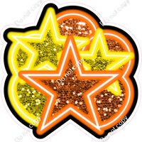 NEON - Orange & Yellow Balloon & Star Bundle - Sparkle