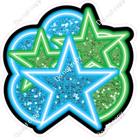 NEON - Caribbean & Lime Green Balloon & Star Bundle - Sparkle