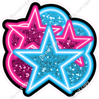 NEON - Caribbean & Hot Pink Balloon & Star Bundle - Sparkle