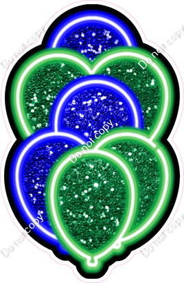NEON - Blue & Green XL Balloon Bundle - Sparkle